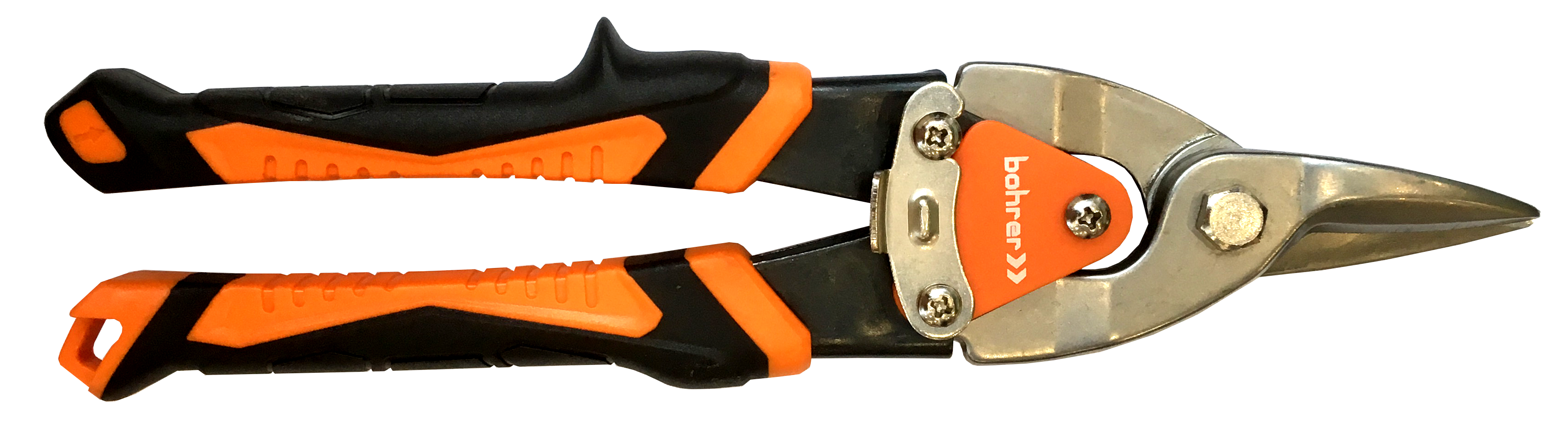 Ножницы по металлу Bohrer 250 мм CR-V (прямые) (хол.сталь до 1,2 мм; нерж.сталь до 0,7 мм) двухкомпонентные рукоятки